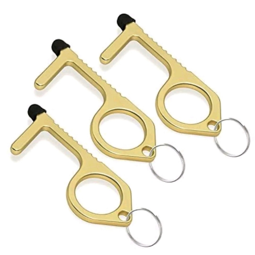 New 3 Pack Mobi Lock Brass Door Opener Key Chain Tool.